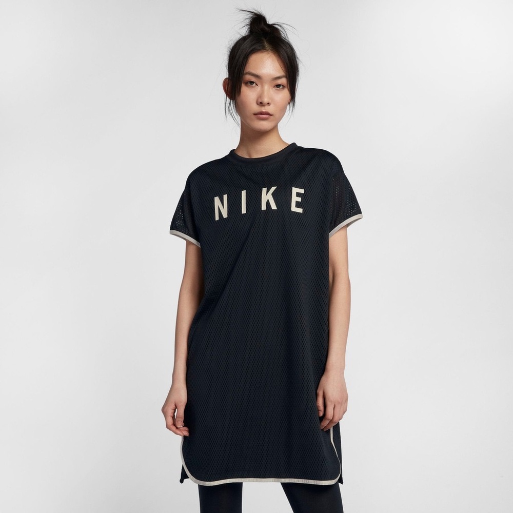 Nike Sportswear Mesh Dress Athletic Activewear Curved Hem Size L